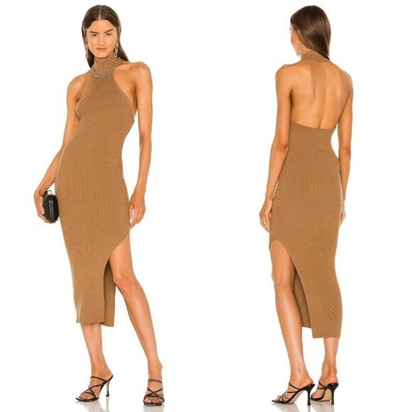 Michael Costello x REVOLVE Adalia Halter Dress - Camel